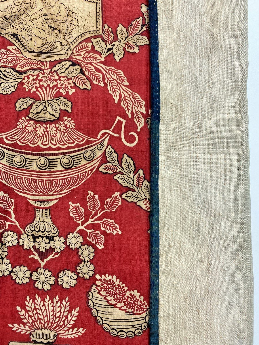 Indian Cloth From Normandy Printed With Garance Of Scenes Of Bacchus - France Circa 1805-photo-6