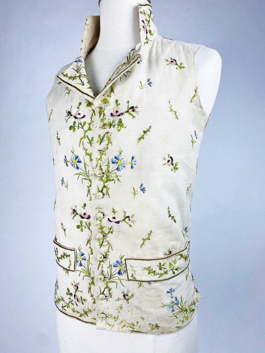 Summer Vest In Embroidered Wool Muslin, Directoire Period - France Circa 1800-photo-1