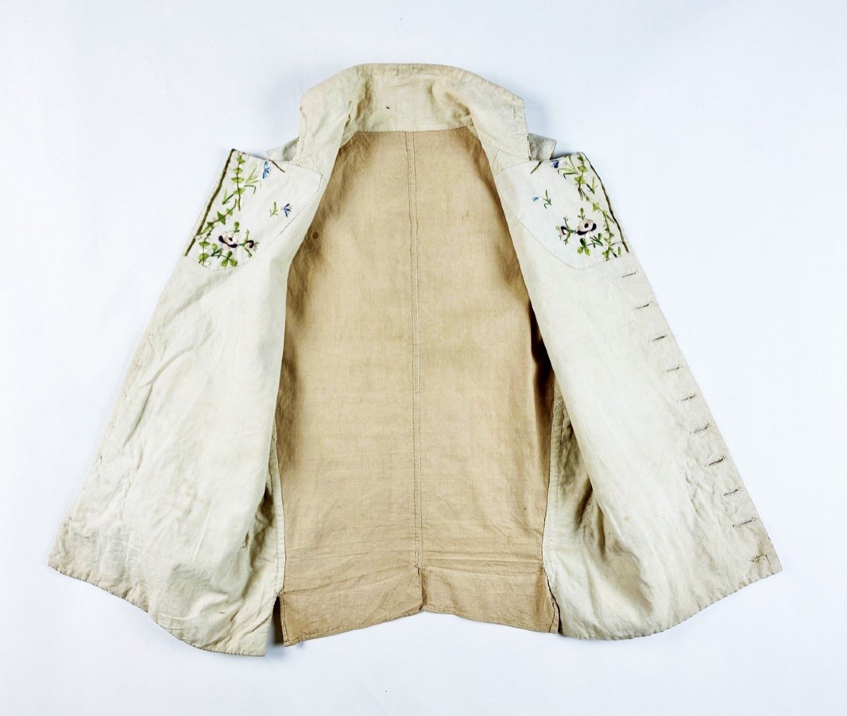 Summer Vest In Embroidered Wool Muslin, Directoire Period - France Circa 1800-photo-8