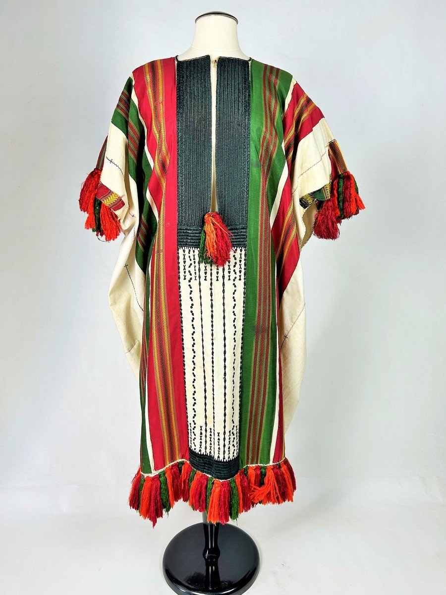 Embroidered Cotton Blouse With Silk Floche Pompoms - Tunisia Circa 1950-photo-2