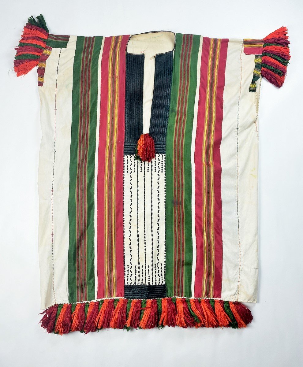 Embroidered Cotton Blouse With Silk Floche Pompoms - Tunisia Circa 1950-photo-6