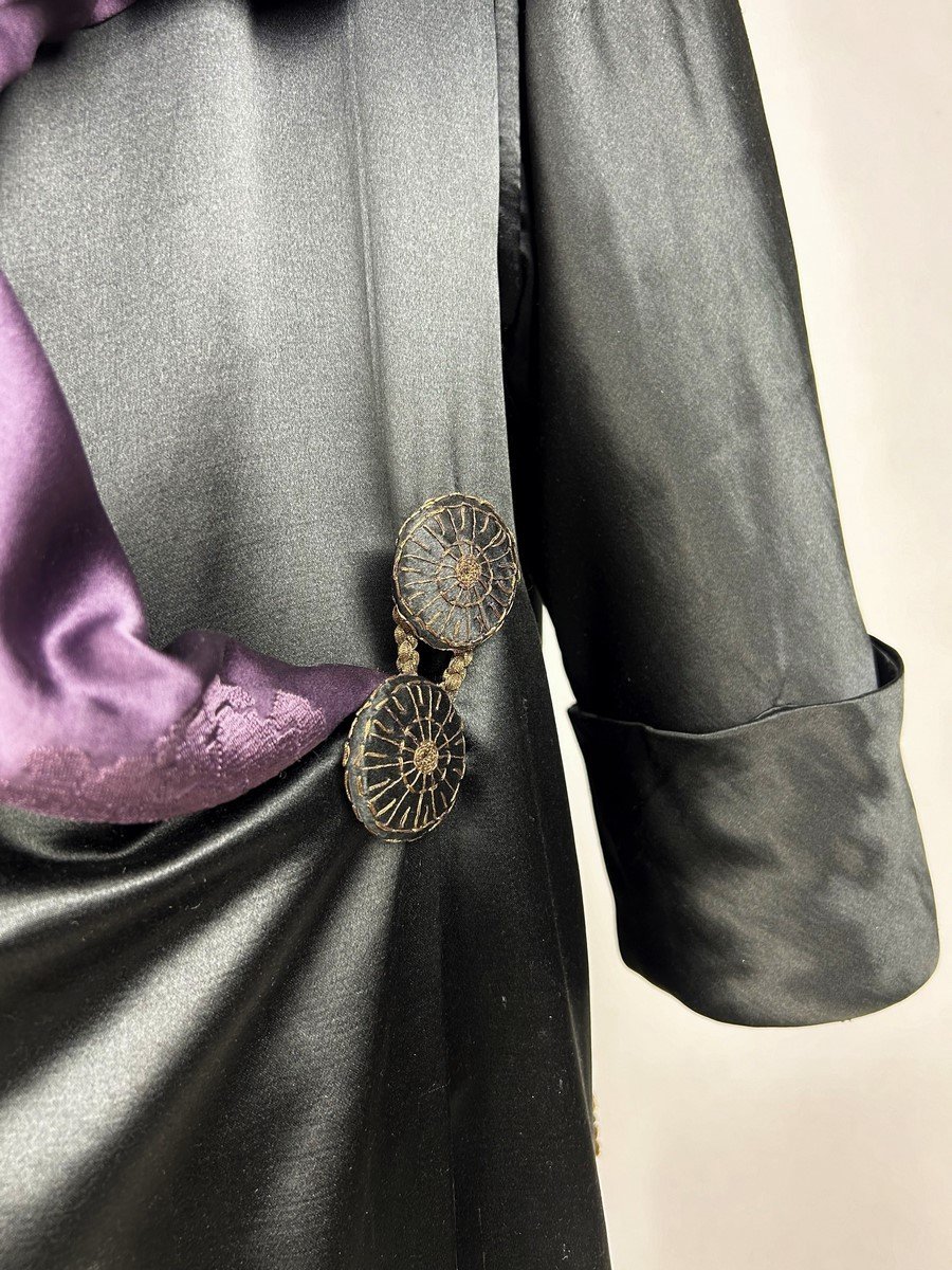 Black Satin Ceremonial Coat Branded To The City Of Lyon Circa 1900-photo-3