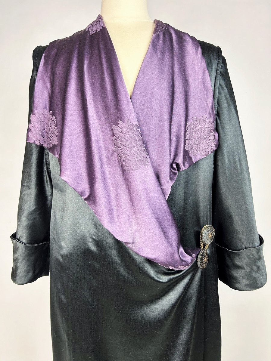 Black Satin Ceremonial Coat Branded To The City Of Lyon Circa 1900-photo-4