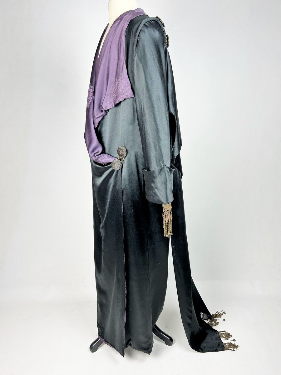 Black Satin Ceremonial Coat Branded To The City Of Lyon Circa 1900-photo-3