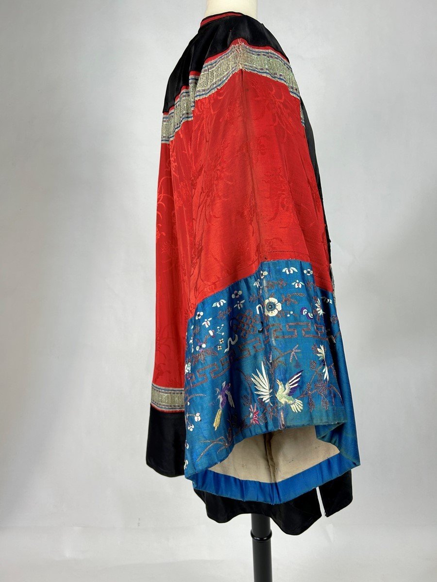 Han Woman's Tunic In Embroidered Damask And Satin - Late Qing Period - China Circa 1900-1910-photo-5