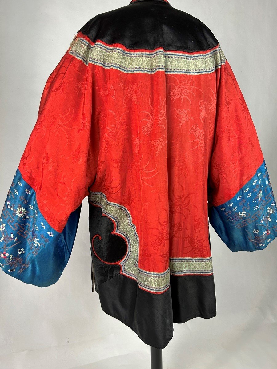 Han Woman's Tunic In Embroidered Damask And Satin - Late Qing Period - China Circa 1900-1910-photo-6