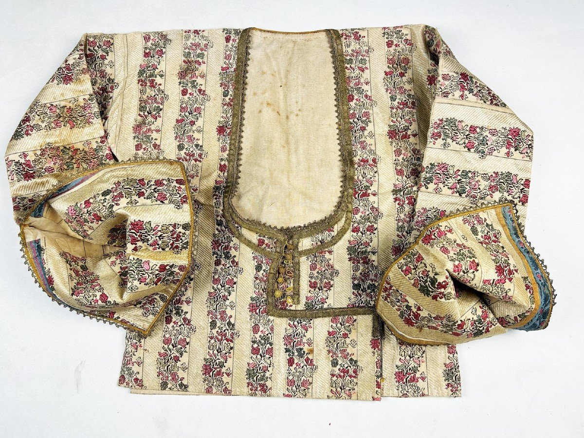 Precious Ceremonial Bodice In Brocaded Silk Lampas - Mughal India Or Persia - Late 18th Century-photo-2