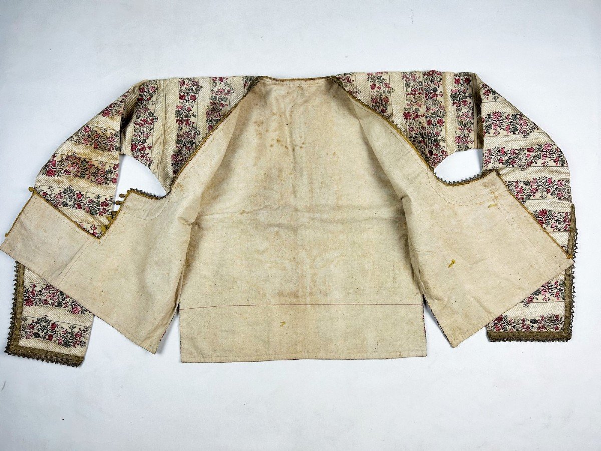 Precious Ceremonial Bodice In Brocaded Silk Lampas - Mughal India Or Persia - Late 18th Century-photo-5