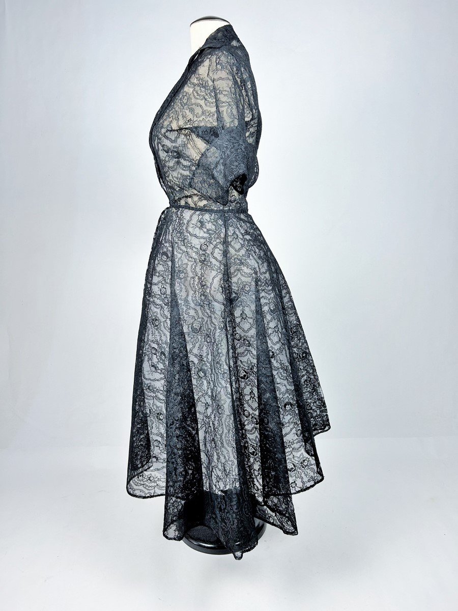 Calais Lace Cocktail Dress By Germaine Lecomte Haute Couture - Paris Circa 1950-photo-1