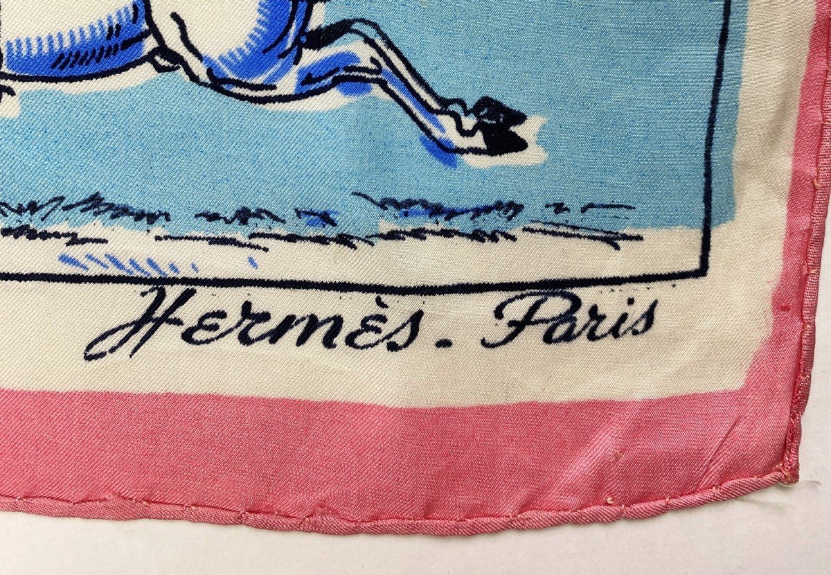 Very Rare Hermès "saumur" Square By Jacques Nam - Paris Circa 1938-photo-4