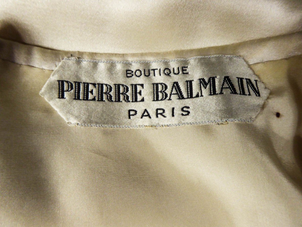 Robe De Cérémonie Et Bourse De  Pierre Balmain En Satin Brodé Circa 1955-photo-3