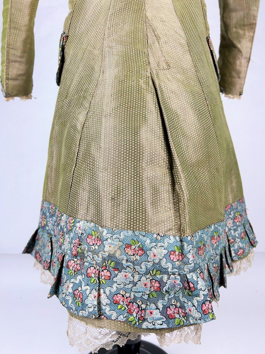 Child's Dress In Taffeta And Reused Maubois Droguet - France 19th Century-photo-5