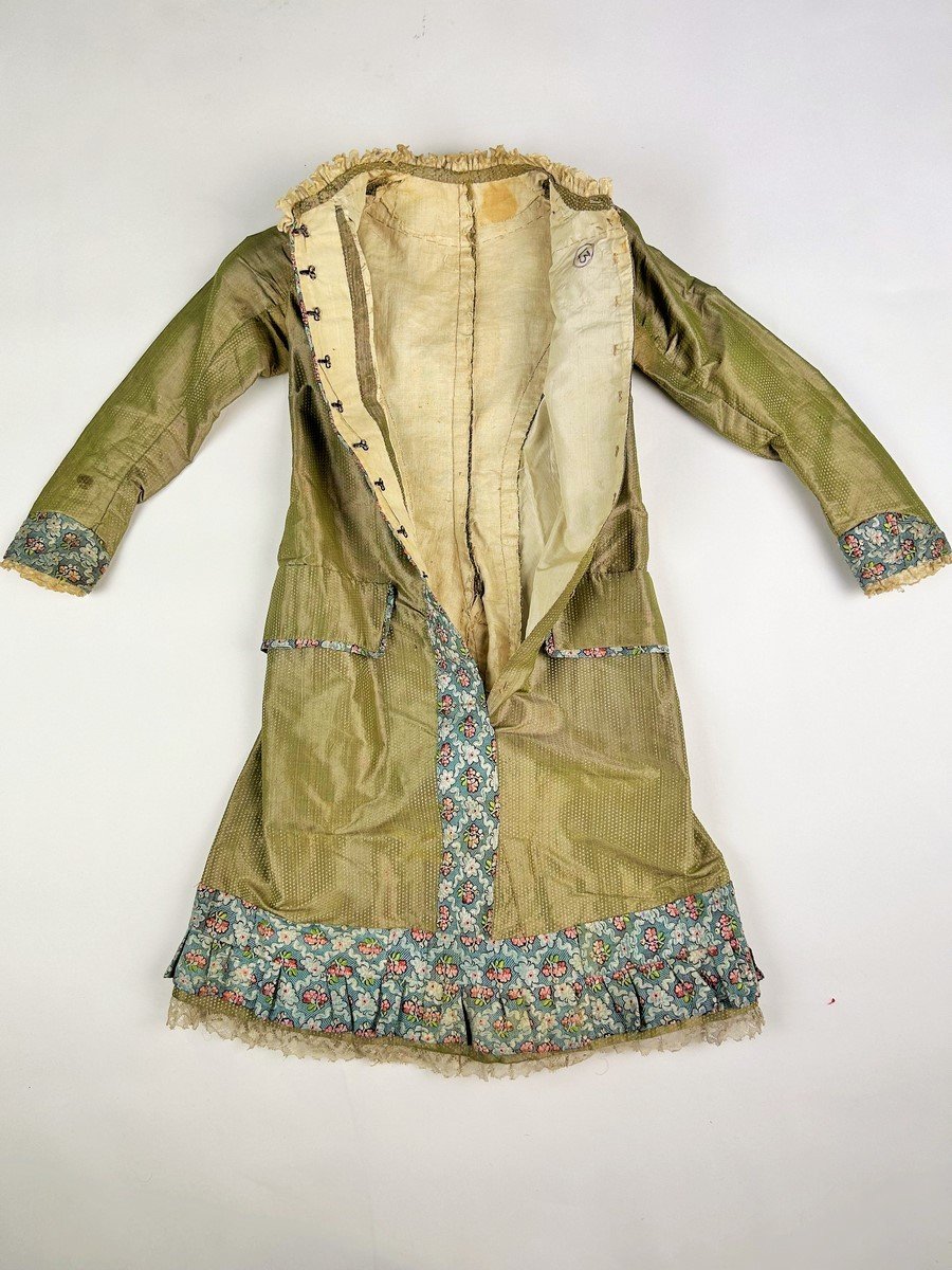 Child's Dress In Taffeta And Reused Maubois Droguet - France 19th Century-photo-6