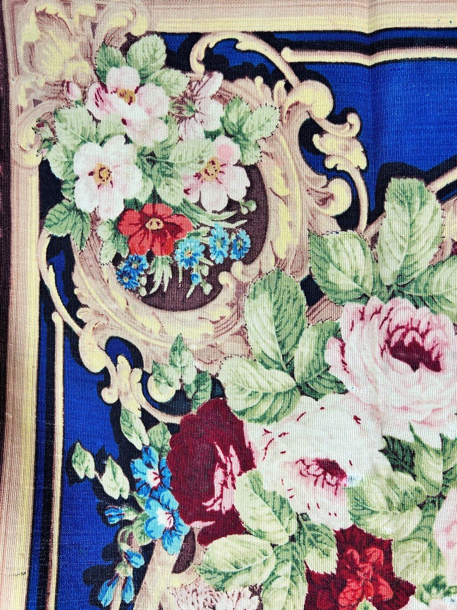 Tapis De Table En Reps Imprimé Au Décor Floral Impérial - France Second Empire Circa 1860-photo-7