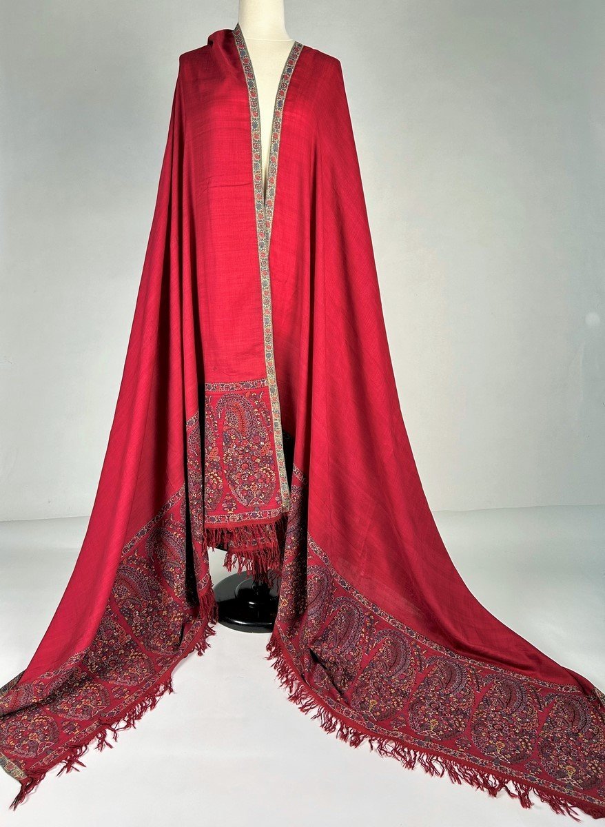 Espoliné Shawl In Indian Cashmere - Compagnie Des Indes Late 18th Century-photo-3