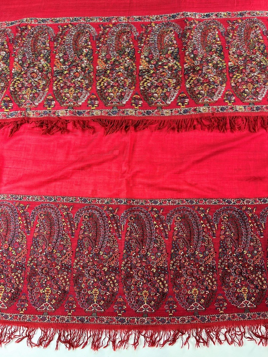 Espoliné Shawl In Indian Cashmere - Compagnie Des Indes Late 18th Century-photo-1