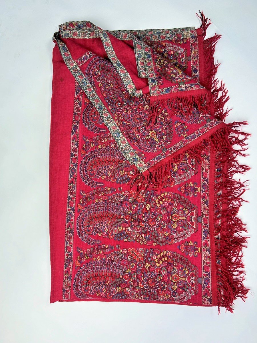 Espoliné Shawl In Indian Cashmere - Compagnie Des Indes Late 18th Century-photo-8