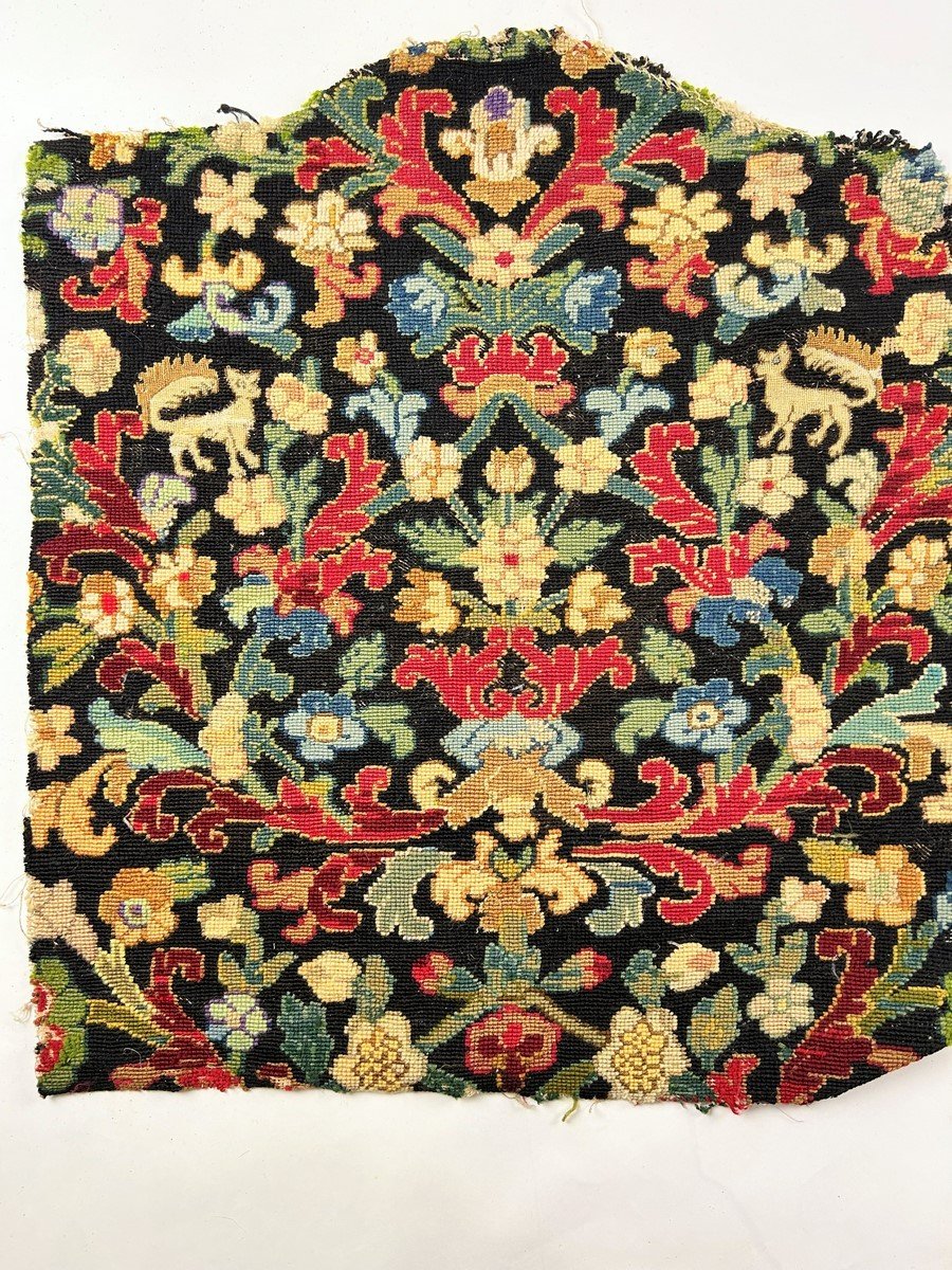 Eight Baroque Seat Tapestries Embroidered In Point And Petit Point Wool - France 18th Century -photo-3