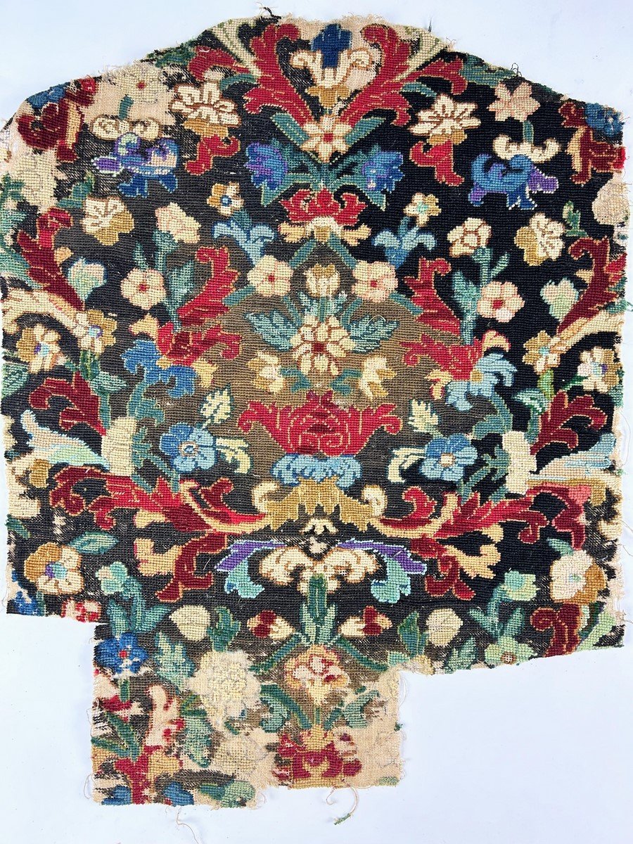 Eight Baroque Seat Tapestries Embroidered In Point And Petit Point Wool - France 18th Century -photo-2