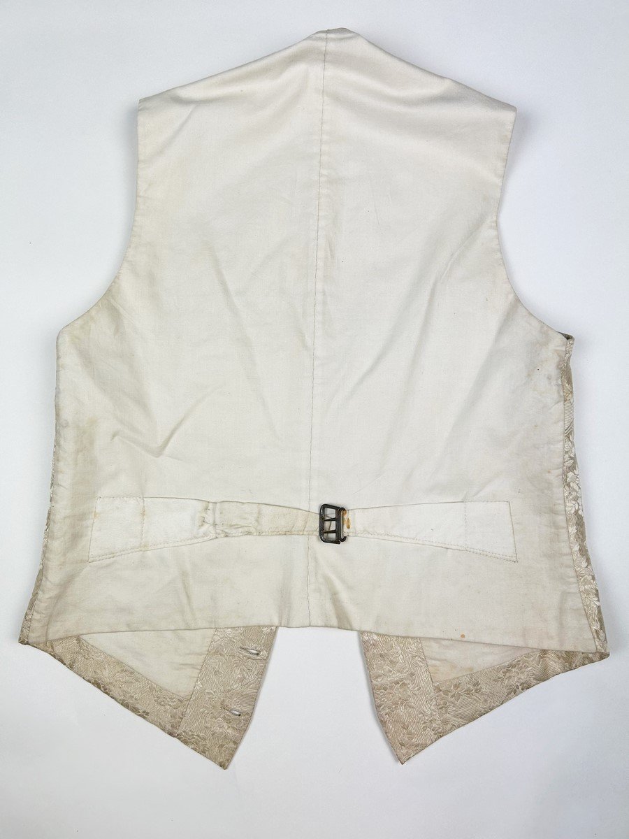 Elegant Second Empire Wedding Waistcoat In Cream Silk - France Circa 1860-1870-photo-8