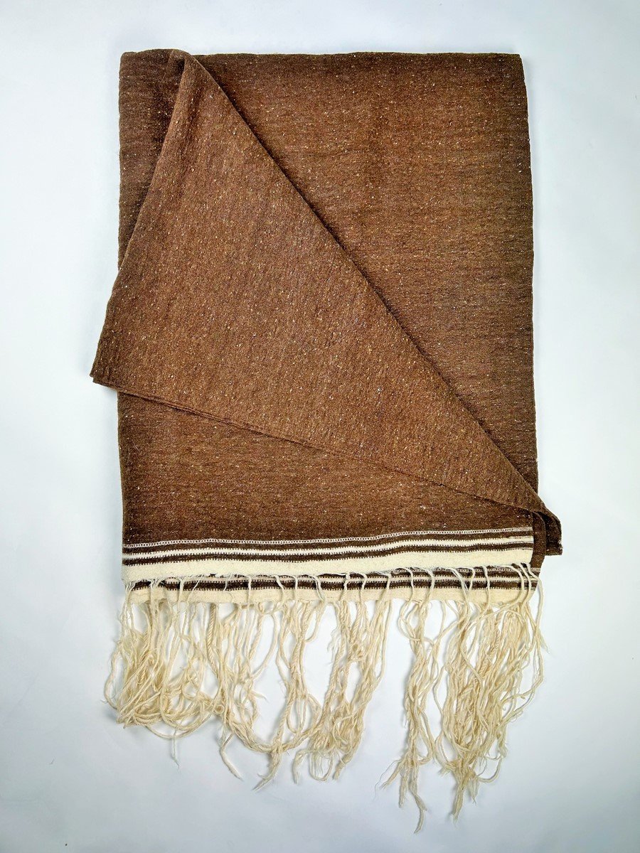 Large Berber Shawl Or Blanket In Hand-woven Sheep's Wool - Southern Tunisia Circa 1950-60-photo-2