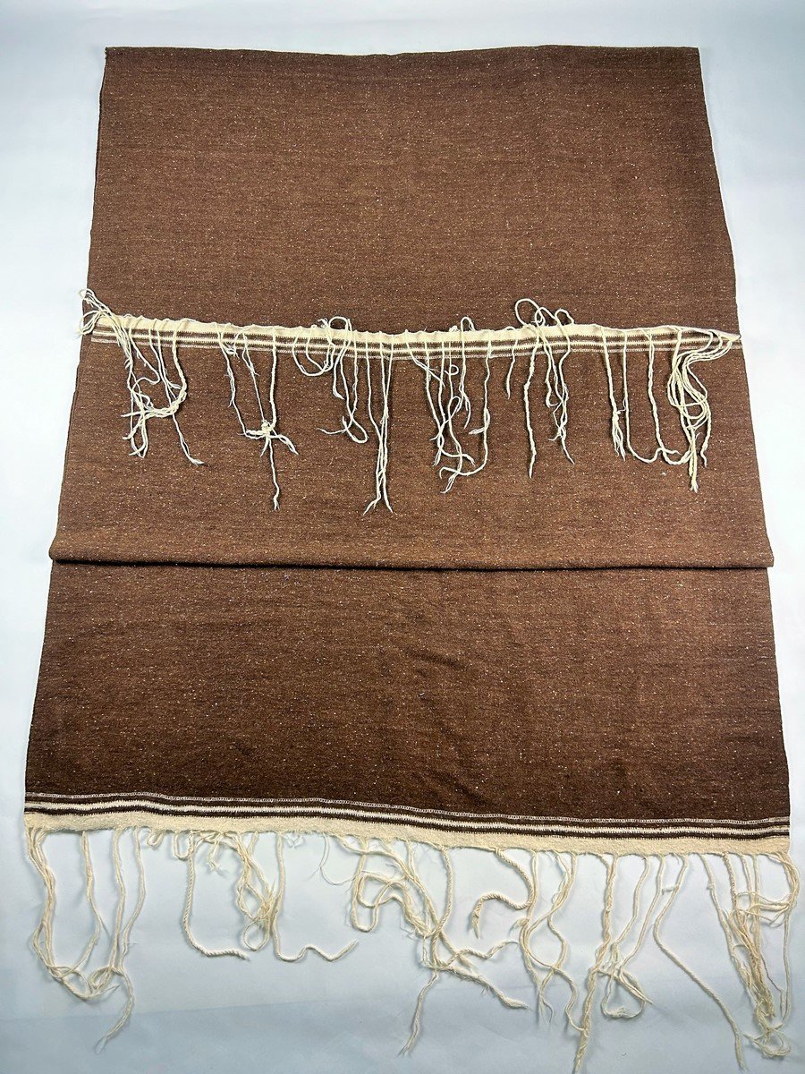 Large Berber Shawl Or Blanket In Hand-woven Sheep's Wool - Southern Tunisia Circa 1950-60-photo-4