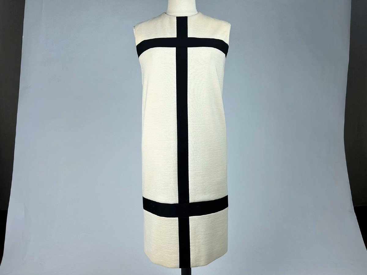 Robe De Cocktail D’yves Saint Laurent Haute Couture – Hommage à Mondrian – A H 1965-1966-photo-4