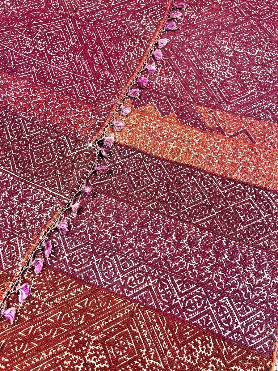 Chest Top In Fez Embroidery And Camaieu Of Red - Morocco Late 19th Century -photo-5