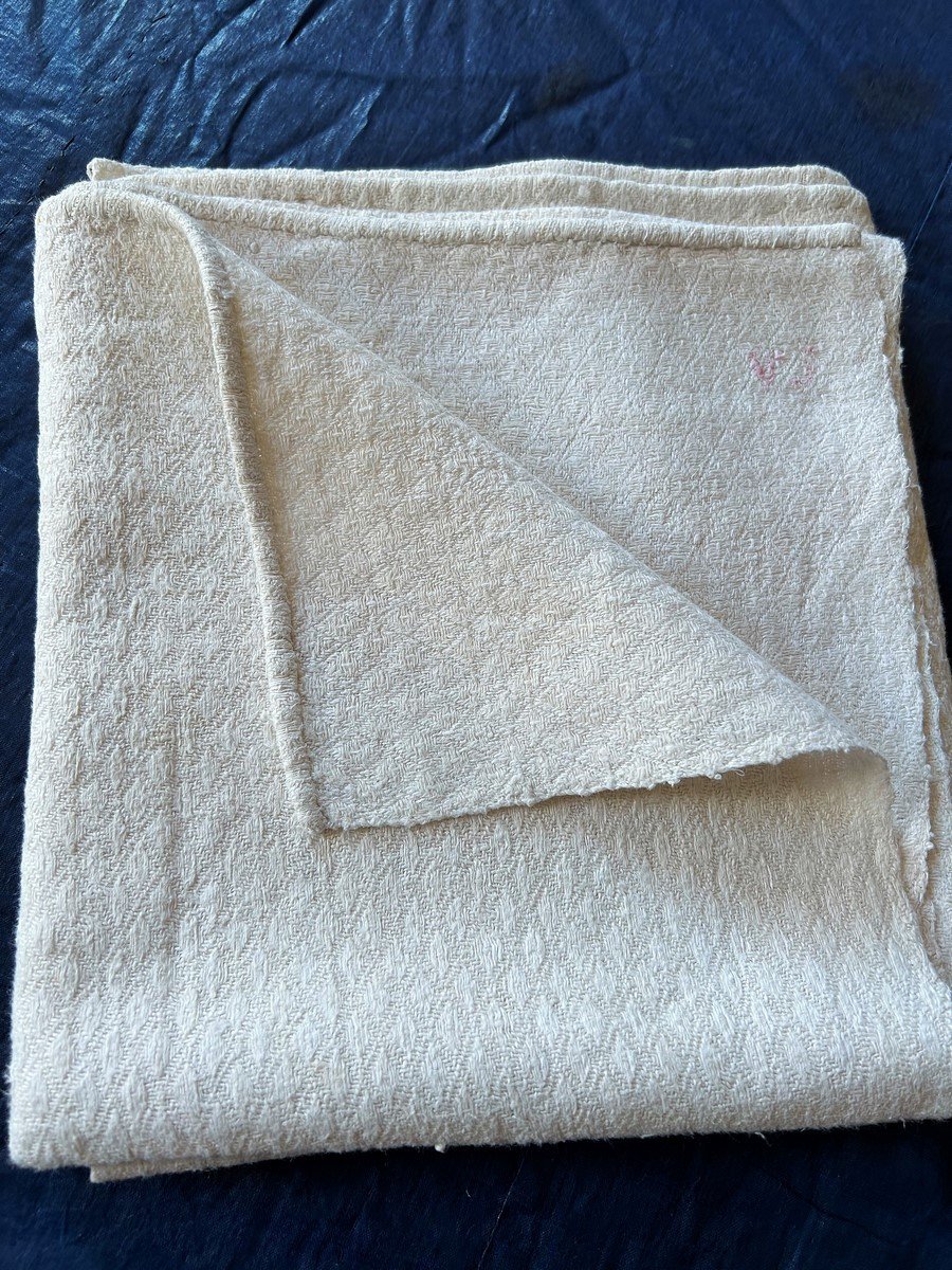 First Basin Bath Towel Signed Vj - France 18th Century-photo-3