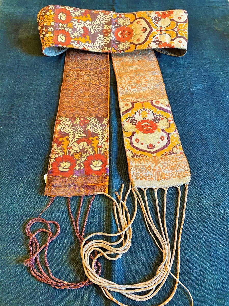 Fez Belt In Brocade Tapestry Lined With Rouennerie - Hizam Morocco Late 18th Century -photo-2