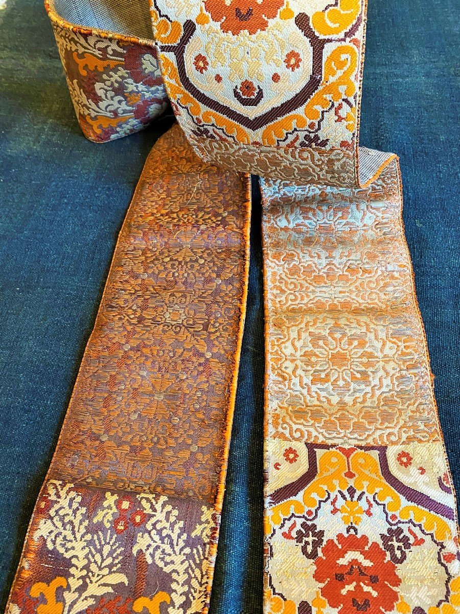 Fez Belt In Brocade Tapestry Lined With Rouennerie - Hizam Morocco Late 18th Century -photo-3