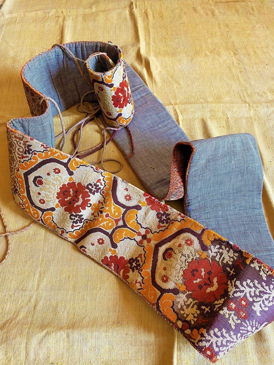 Fez Belt In Brocade Tapestry Lined With Rouennerie - Hizam Morocco Late 18th Century -photo-1