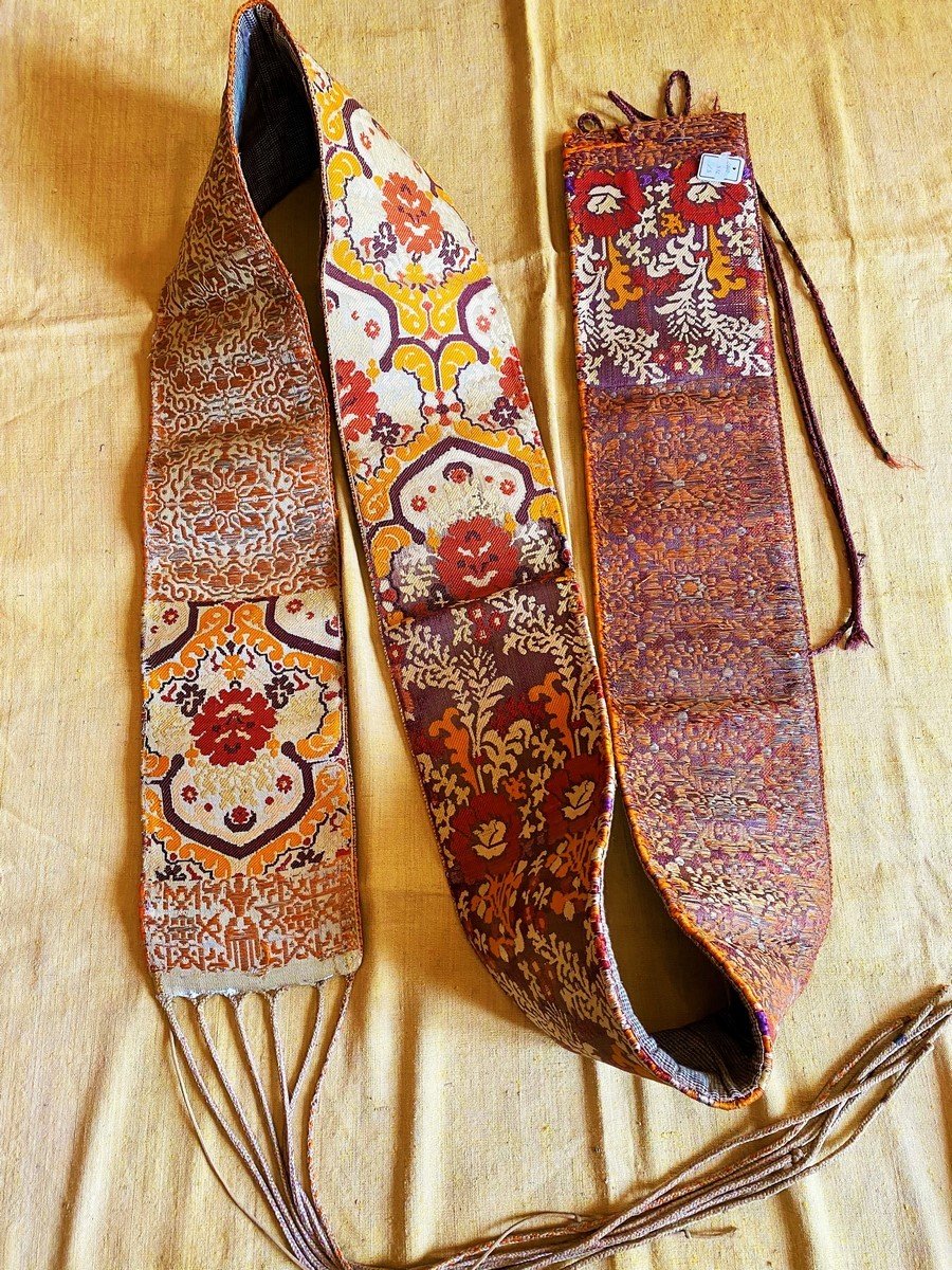 Fez Belt In Brocade Tapestry Lined With Rouennerie - Hizam Morocco Late 18th Century -photo-2