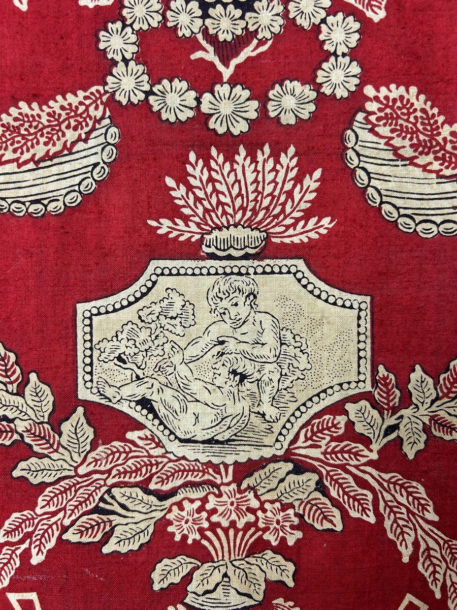 Bonne Grâce En Toile De Normandie Imprimée Garance De Scènes De Bacchus - France Circa 1805-photo-2