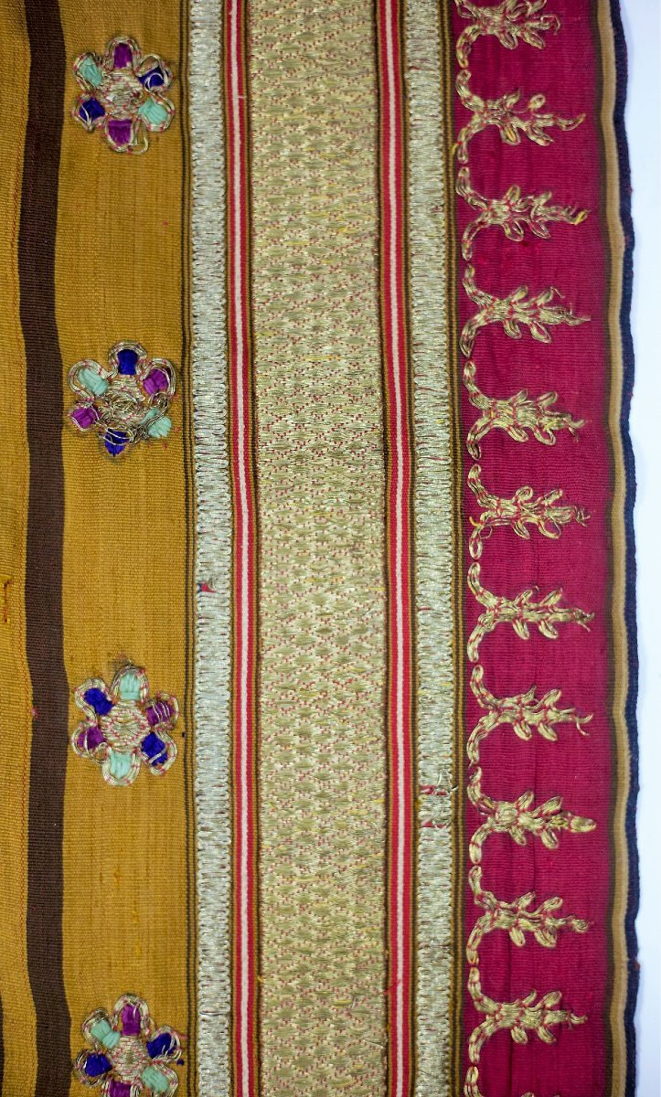 Lampong Tapestry In Cotton Embroidered With Gold And Silver Threads - Sumatra Indonesia Late 19th Century-photo-1