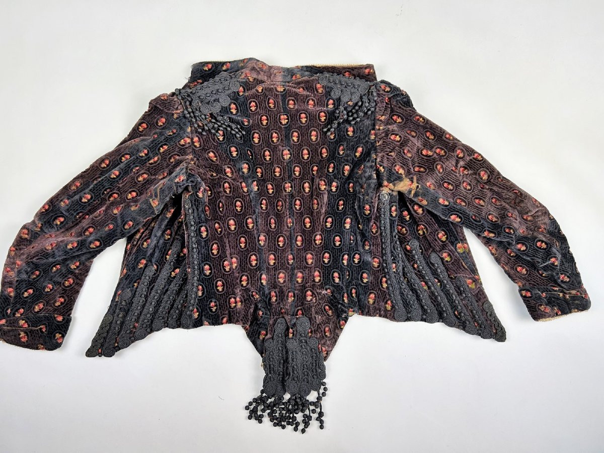 Maison Rouff - Corsage Baleiné En Velours à La Hussarde - Période Art Nouveau Paris Circa 1885 -photo-8
