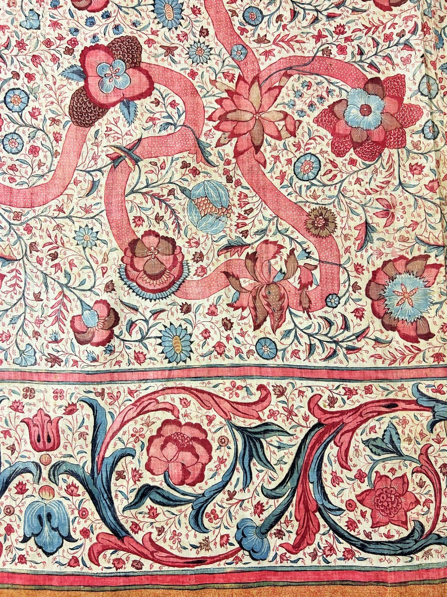 Palampore En Toile Peinte Des Indes - Côte De Coromandel Compagnies Des Indes Circa 1750