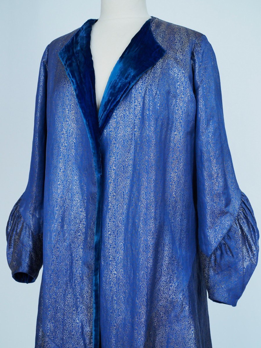 Evening Coat In Silver Lamé By Germaine Lecomte Numbered 03871 Paris Circa 1930-photo-6