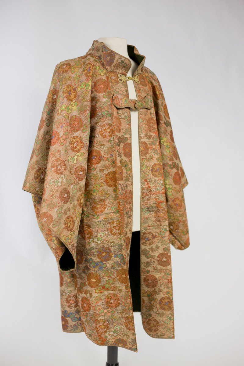 Manteau Jinbaori De Samurai En Lampas Et Laine - Armoirie Tokugawa - Japon Période Edo XIXe S-photo-7