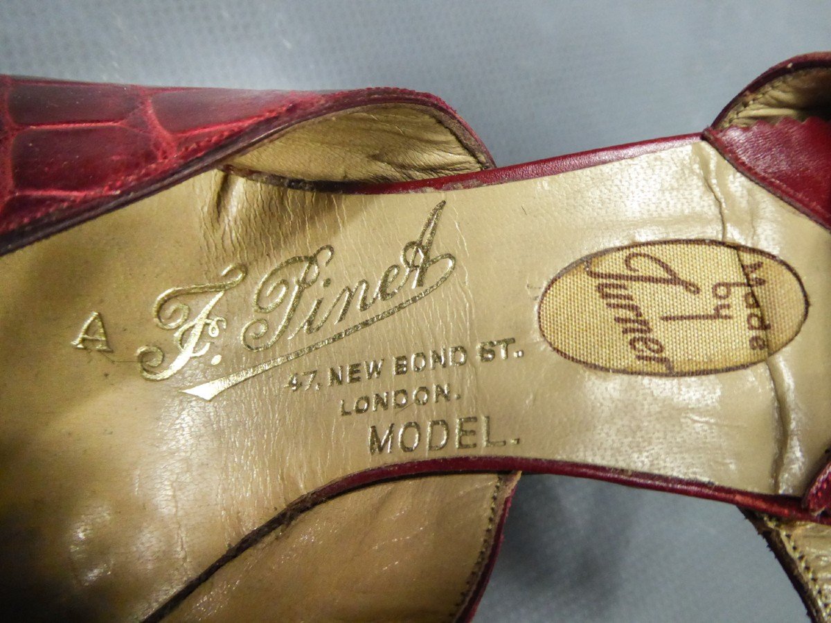 Rare Pair Of Leather Shoes François Pinet Circa 1935-photo-2