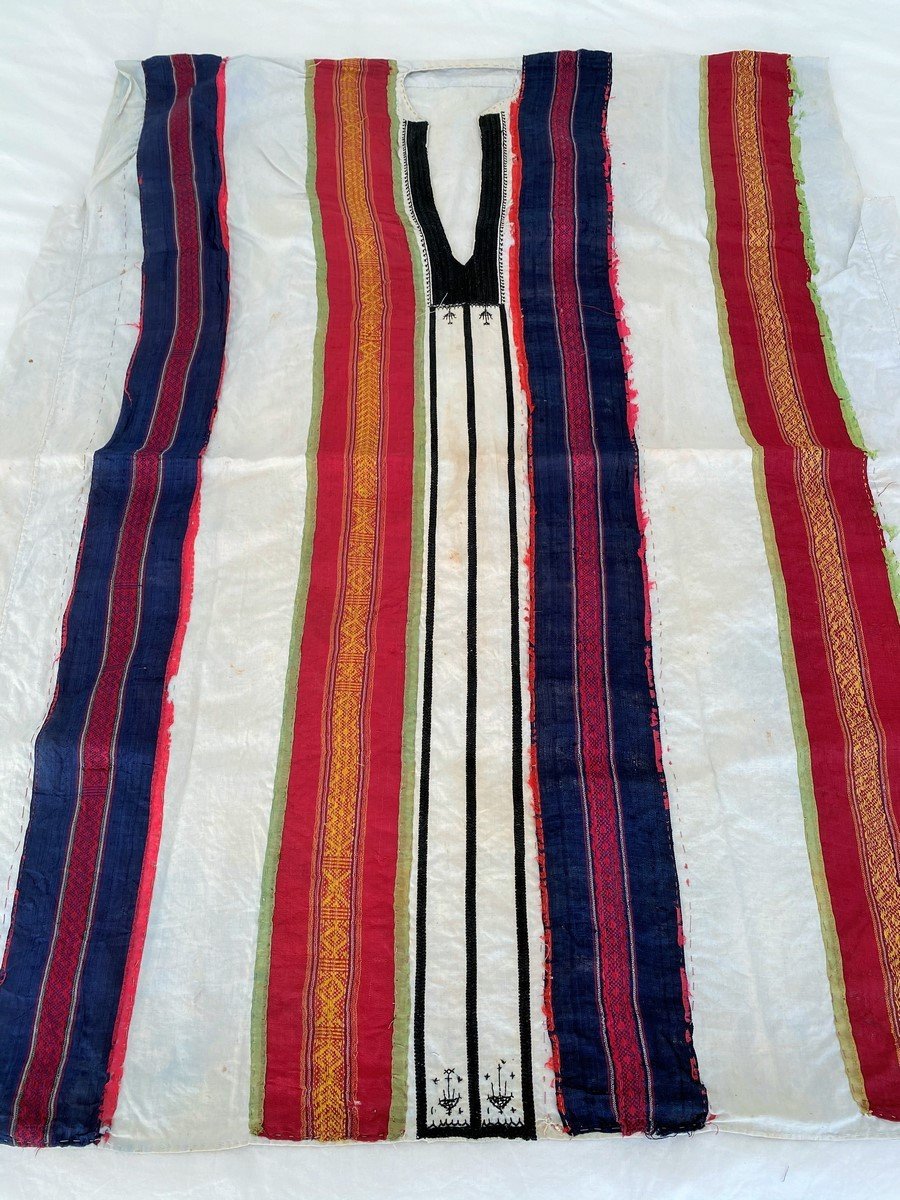 A Cotton Berber Blouse And Silk Ribbons - South Tunisia Circa 1920-photo-4