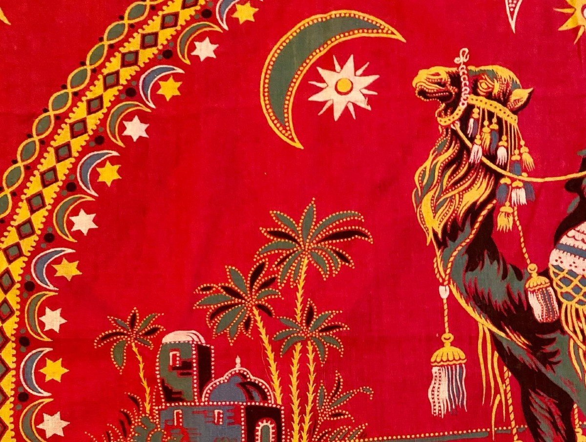 An Adrianople Red Printed Cotton Scarf For The Ottoman Market Circa 1900-1920-photo-2