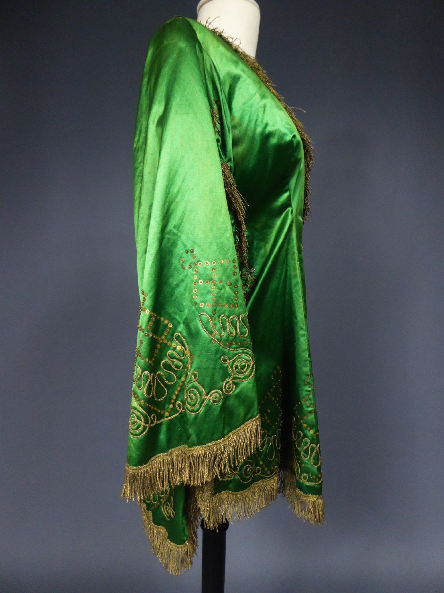 Orientalist Party Kimono In Satin And Gold Trimmings Circa 1920-1940-photo-4