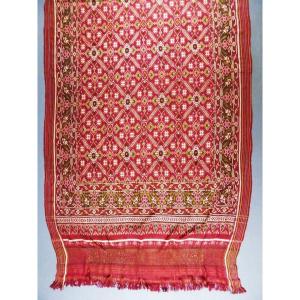 Patola Double Ikat Silk Shawl - India - Early 19th Century