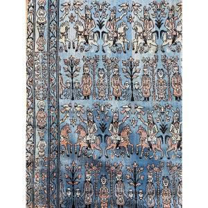 Precious Silk Lampas Fashioned With Safavid Figures - Persia Kadjar Period 19th Century