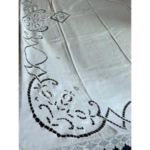 Single Openwork Embroidered Linon Sheet Set - France Circa 1900-1920