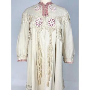 Evening Coat In Wool Felt Appliqued With Embroidery, Designer Chellier Paris Circa 1910