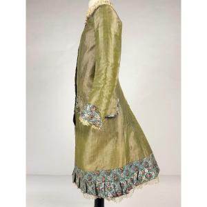 Child's Dress In Taffeta And Reused Maubois Droguet - France 19th Century