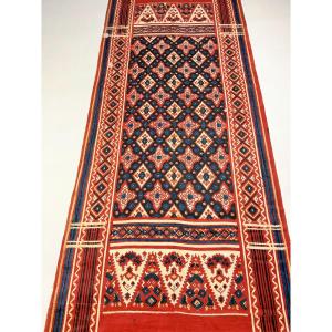 Patola Or Ceremonial Shawl In Woodblock Printed Cotton - India Gujarat Late 18th Century 