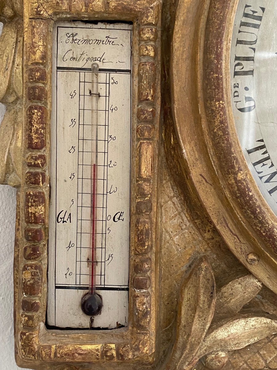 Early 18th Century Barometer In Golden Wood-photo-4